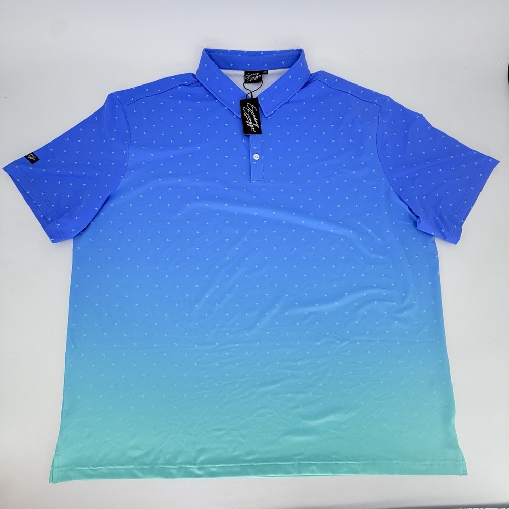 Sunday Swagger Polo Shirt Mens 4XL Blue Gradient Palm Tree Golf NWT